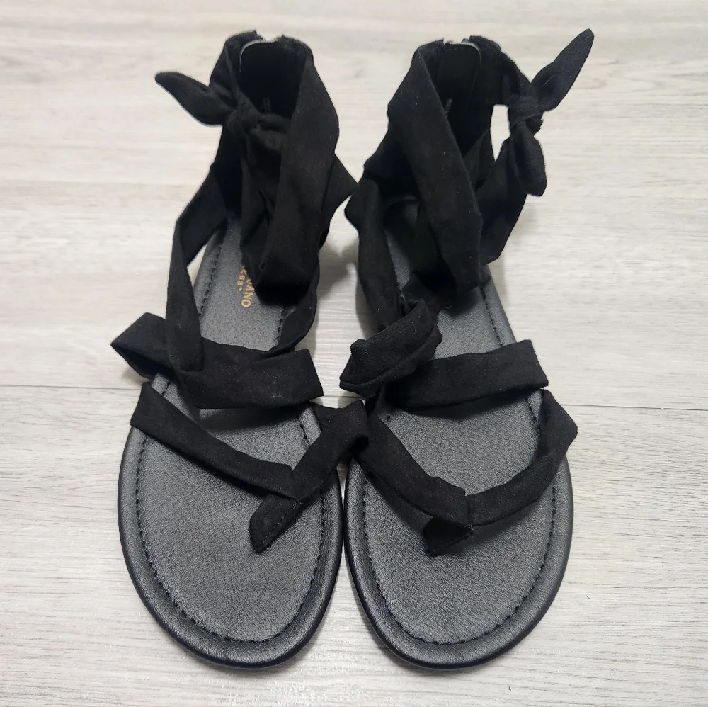 Black Suede Bow Sandals - Size 8.5 **NWT